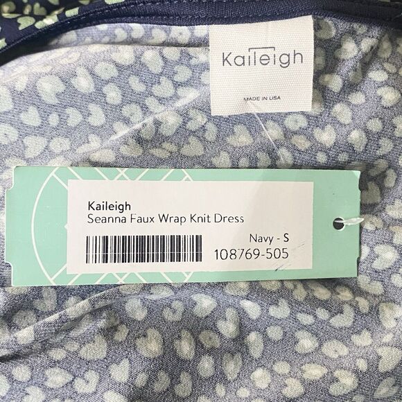 Stitch Fix Kaileigh Size Small Slinky Knit Faux Wrap Dress Sleeveless Navy Green - Picture 7 of 8